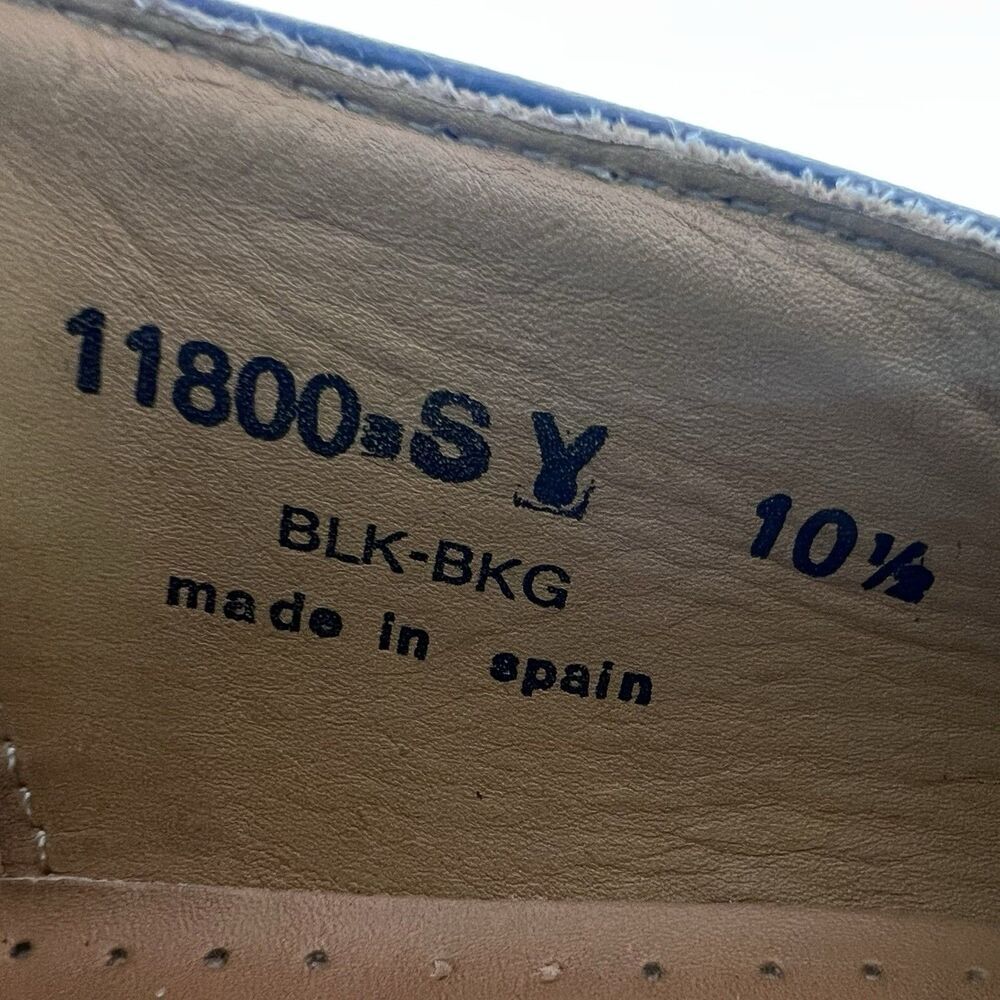 San Remo Platinum Leather Penny Loafers Dress Shoes Black/Burgundy Men's 10.5 - Picture 8 of 8